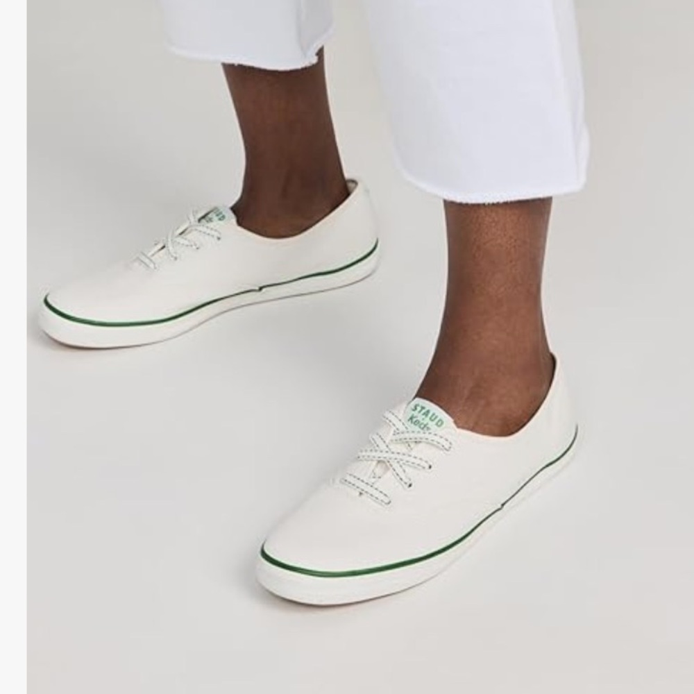 Staud x Keds Women’s Champion Canvas Sneakers White Green Tennis Shoes 8.5 - Picture 3 of 10
